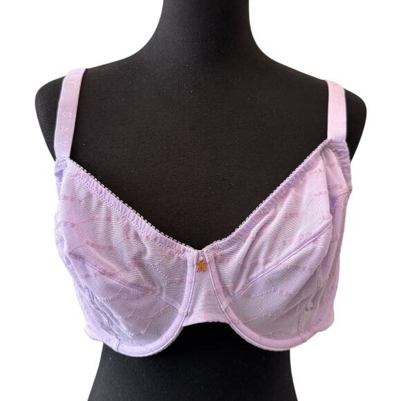 New SAVAGE FENTY Women's Purple Lavender Flocked Logo Unlined Demi Bra Size 42DD - Picture 3 of 11